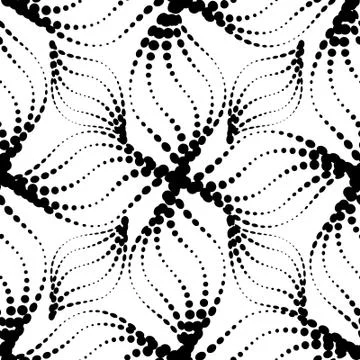 Abstact floral seamless pattern. Dotted line textured background. Stock Illustration