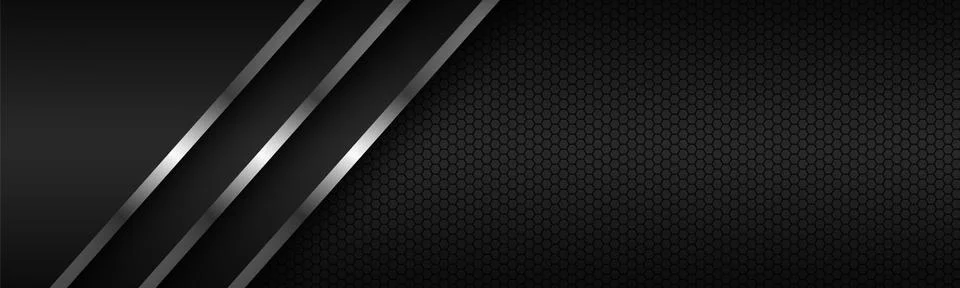 Abstact header with silver lines on overlapped layers and polygonal pattern Stock Illustration
