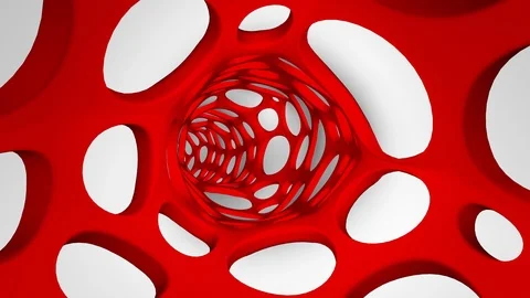Abstact network tunnel 4K,  red and white seamless loop Stock Footage 121086530