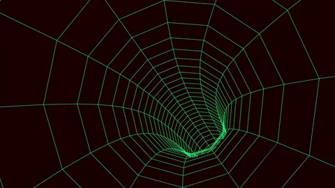 Abstact network tunnel grid, 4K, green and black seamless loop. Stock Footage 121206371