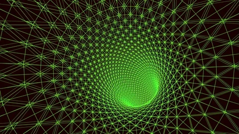 Abstact network tunnel grid, 4K, green and black seamless loop. Stock Footage 121207783