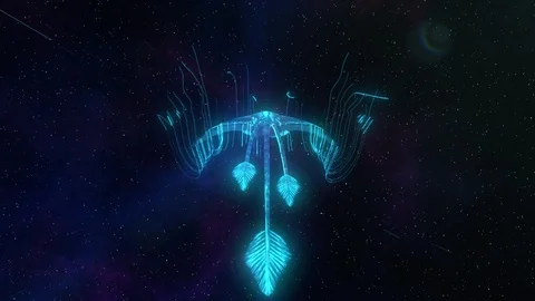 Abstact Sky Stingray Flying in Space. Video stock 116908305
