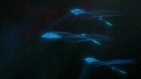 Abstact Sky Stingrays Flying in Space. Stock Footage 116201683