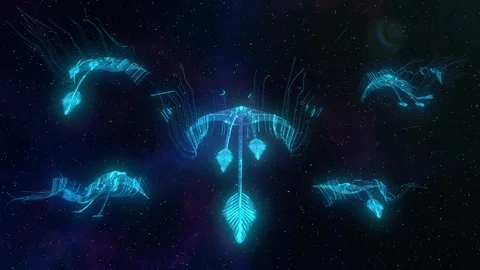 Abstact Sky Stingrays Flying in Space. Stock Footage 117053048