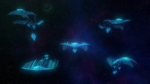Abstact Sky Stingrays Flying in Space. Stock Footage 118374947