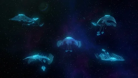 Abstact Sky Stingrays Flying in Space. Stock Footage 118382442