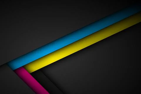 Abstact vector background with lines in cmyk colors. Triangle overlap layers Stock Illustration