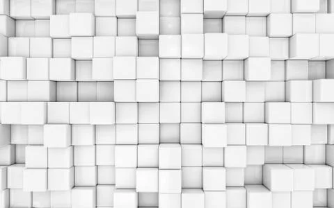 Abstact white modern architecture background with white cubes 3d illustration Stock Illustration