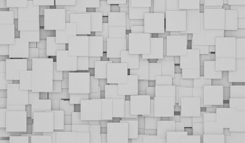 Abstact white modern architecture background with white cubes on the wall. 3D Illustrazione stock