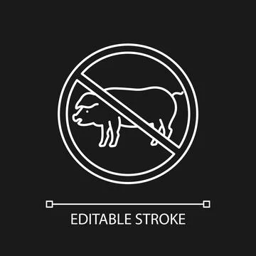 Abstain from meat consumption white linear icon for dark theme Stock Illustration