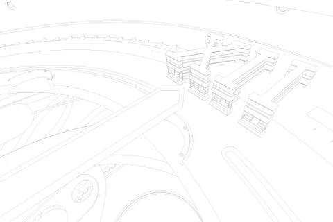 Abstaract 3d rendering outline lines of watches. Stock Illustration