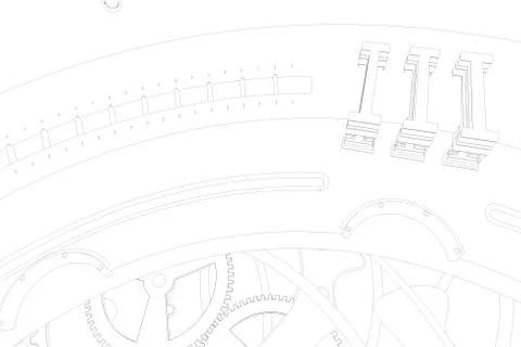 Abstaract 3d rendering outline lines of watches. Stock Illustration