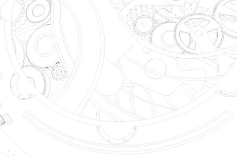Abstaract 3d rendering outline lines of watches. Stock Illustration