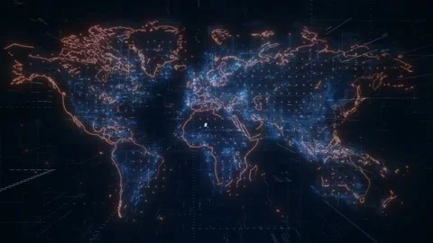 Abstaract background techno with world map Stock Footage 162647090