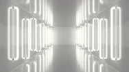 Abstrac Futuristic White Corridor With Neon Lights. Glowing Light. Futuristic Stock Footage