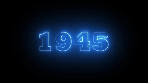 Abstract 1945 neon text animation, Glowing neon number text background. Imp.. Stock Footage 337759764