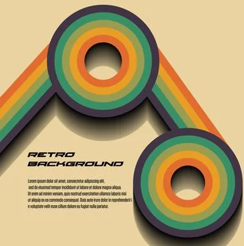 Abstract 1970's background design in simple retro style with stripes Illustrazione stock