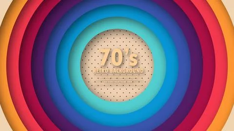 Abstract 1970's perforation background with retro colors and circles element. Stock Illustration