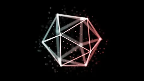 Abstract 20 sided shape modern techno motion background loop red white Stock Footage 89639881