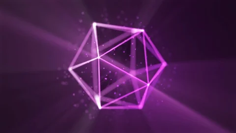 Abstract 20 sided shape modern techno motion background loop pink Stock Footage 89639921