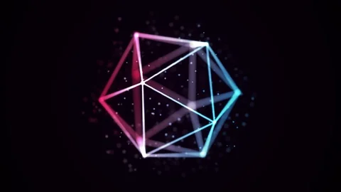 Abstract 20 sided shape modern techno motion background loop pink blue white Vídeos de archivo 89640034