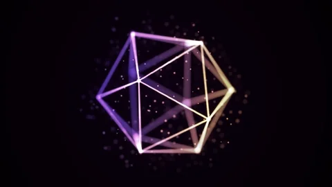 Abstract 20 sided shape modern techno motion background loop purple pale Stock Footage 89640038
