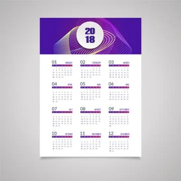 Abstract 2018 new year wall calendar Stock Illustration