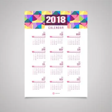 Abstract 2018 new year wall calendar Stock Illustration