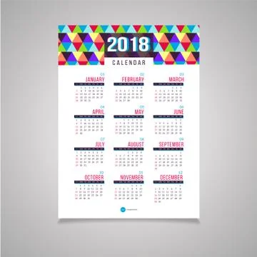 Abstract 2018 new year wall calendar Stock Illustration