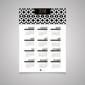 Abstract 2018 new year wall calendar design Stock Illustration