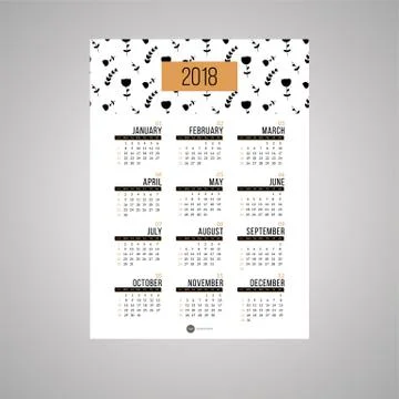 Abstract 2018 new year wall calendar design Stock Illustration