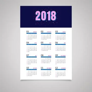 Abstract 2018 new year wall calendar design Stock Illustration