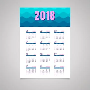 Abstract 2018 new year wall calendar Stock Illustration