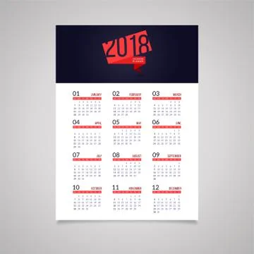 Abstract 2018 new year wall calendar design Stock Illustration