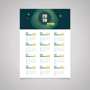 Abstract 2018 new year wall calendar design Stock Illustration