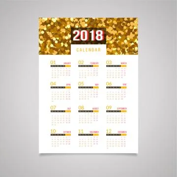 Abstract 2018 new year wall calendar template Stock Illustration