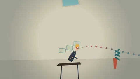 Abstract 2D Animation Of A Fatigue System And Businessman Working In Office Stock Footage 340939512