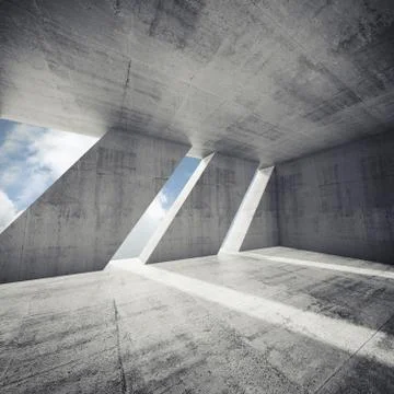 Abstract 3 d square empty concrete interior Ilustración de archivo