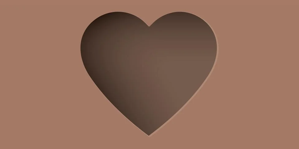 Abstract 3 dimension heart frame paper cut style on mocha mousse background.. Illustrazione stock