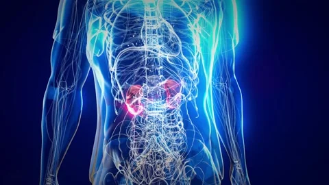 Abstract 3d anatomy view of kidneys Stock Footage 258927480