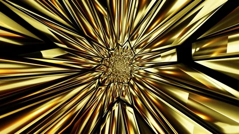 Abstract 3d animated background, gold crystal burst Stock Footage