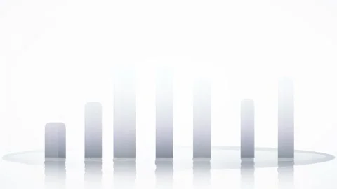 Abstract 3D Animated Bar Chart with Fluctuating Data Columns on a White Stock Footage 343441067