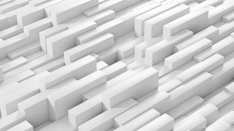 Abstract 3D animated white rectangle brick motion  background, seamless loop cre Stock Footage 169875859