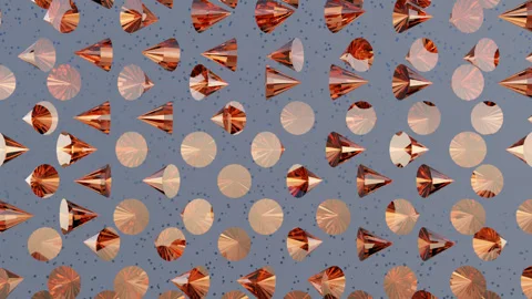 Abstract 3d Animation with Amber Cones on a Dark Background: Modern Render Stock Footage 280960102