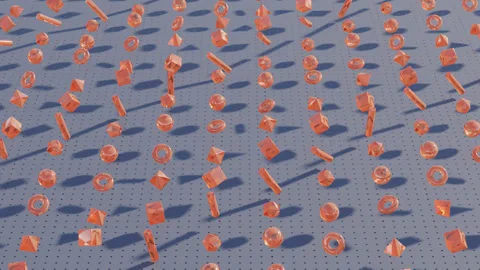 Abstract 3D Animation with Amber Geometric Elements: Moving Surface Stock Footage 282923374