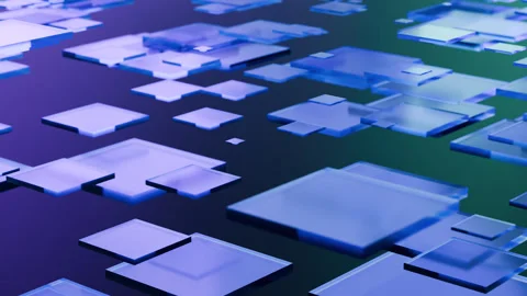 Abstract 3d animation, background. geometric squares, blocks Stock Footage 281870426