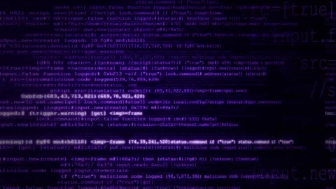 Abstract 3d animation background with glowing digital code and data scrolling Stock Footage 347561049