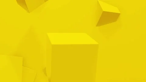 Abstract 3D animation with big and small squares in yellow Stock Footage 161981139
