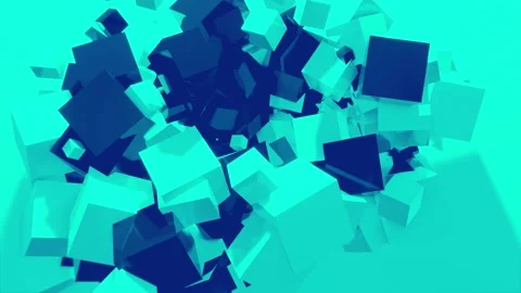 Abstract 3D animation with big and small squares in blue and turquoise Stock Footage 161981237