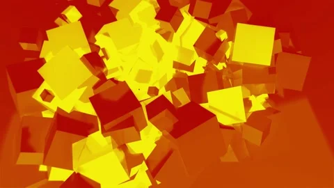 Abstract 3D animation with big and small squares in red and yellow Stock Footage 161981238